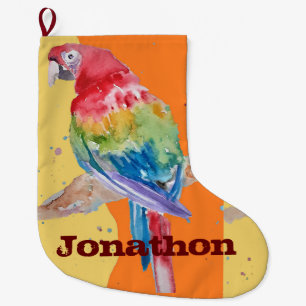 Grande Chaussette De Noël Macaws Macaw Parrot Boys Nom Noël Stocker