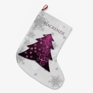 Grande Chaussette De Noël Magenta Festive Arbre de Noël Stocker