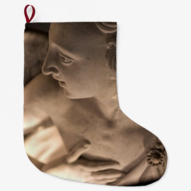 Grande Chaussette De Noël Marble Angel Sculpture Art Imprimer (Devant)