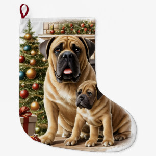 Grande Chaussette De Noël Mastiff Dogue de Bordeaux cheminée Noël