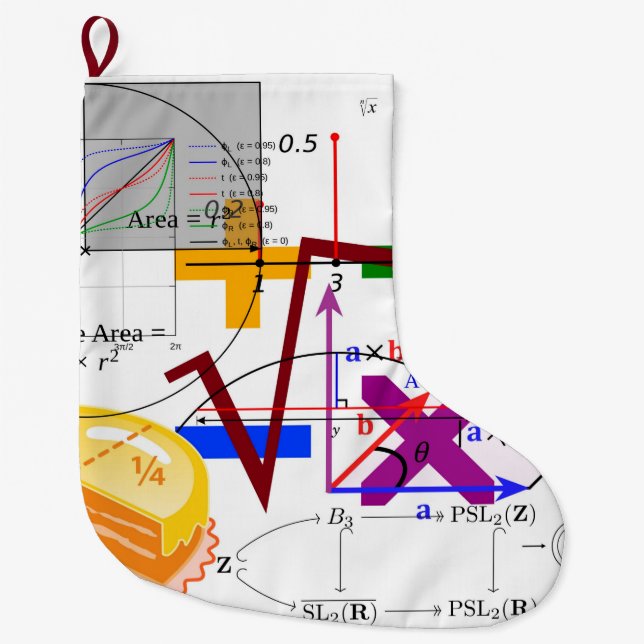 Grande Chaussette De Noël mathématiques formule école de physique (Devant)