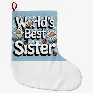 Grande Chaussette De Noël Meilleur sœur du monde Graphique : Daisy rétro et