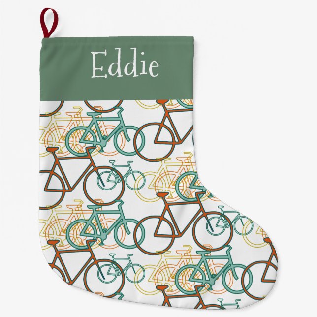 Grande Chaussette De Noël Mélange de vélos Stockage de Noël personnalisé (Devant)