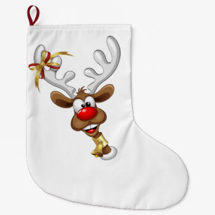 Grande Chaussette De Noël Mème de Noël drôle de renne qui regarde par-dessus