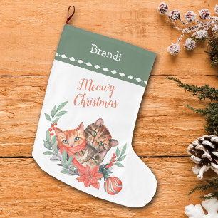 Grande Chaussette De Noël Meowy Christmas Cute Kitten Wreath