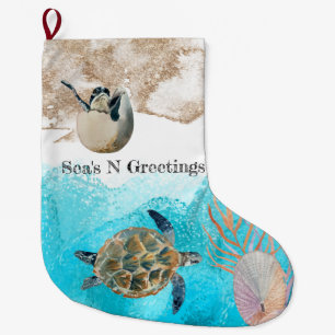 Grande Chaussette De Noël Mer N Salutations plage océan