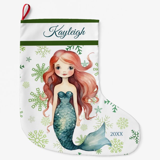 Grande Chaussette De Noël Mermaid Girl (Devant)