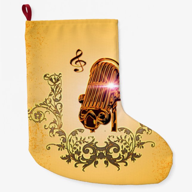 Grande Chaussette De Noël Microphone et clef impressionnants (Devant)