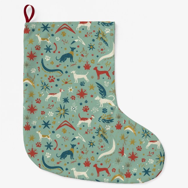 Grande Chaussette De Noël Mid-Century Modern Pet Christmas Stocking (Devant)