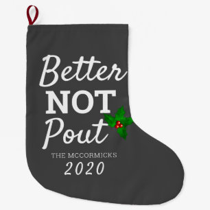 Grande Chaussette De Noël Mieux vaut ne pas pousser Citation amusante Gris P