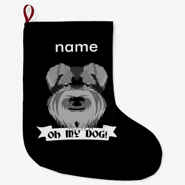 Grande Chaussette De Noël Mignon Schnauzer Oh Mon Chien (Devant)
