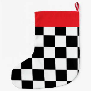 Grande Chaussette De Noël Minimaliste Rétro à Carreaux – Streetwear Monochro