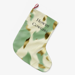 Grande Chaussette De Noël Mint Green Cream Gold Cowhide
