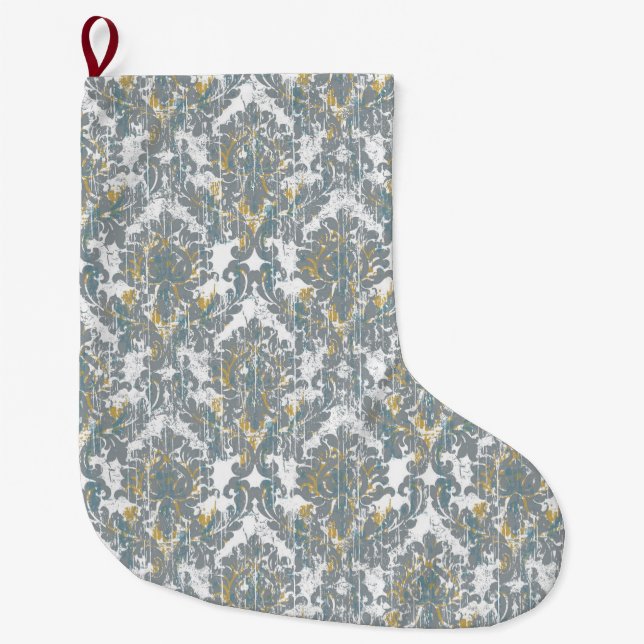 Grande Chaussette De Noël Modèle de Damas désorganisé (Devant)