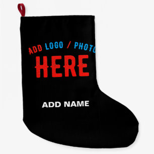GRANDE CHAUSSETTE DE NOËL MODERNE ET MODERNE PERSONNALISABLE NOIR VÉRIFIÉ