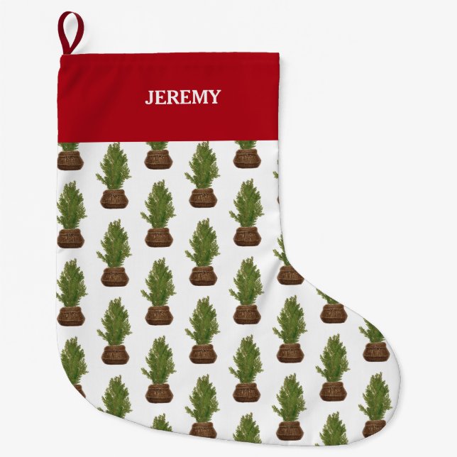 Grande Chaussette De Noël Moderne Russe Aquarelle Noël Arbre de Noël (Devant)