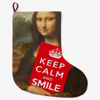 Grande Chaussette De Noël Mona Lisa Restez Calme Et Souriez
