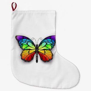 Grande Chaussette De Noël Monarque papillon arc-en-ciel