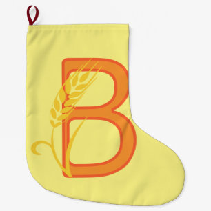 Grande Chaussette De Noël monogramme floral B lettre majuscule