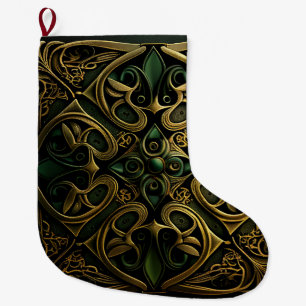 Grande Chaussette De Noël Motif de décoration en bronze vert