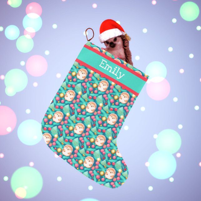 Grande Chaussette De Noël Motif de Hérisson de vacances (Créateur téléchargé)