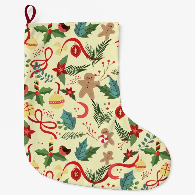 Grande Chaussette De Noël Motif de Noël (Devant)