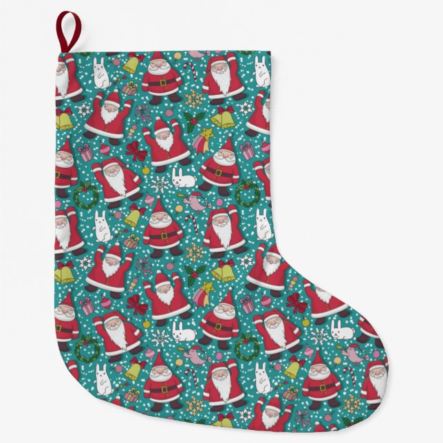 Grande Chaussette De Noël Motif de Noël mignon (Devant)