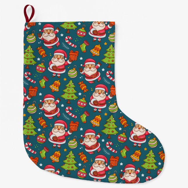 Grande Chaussette De Noël Motif de Noël mignon (Devant)