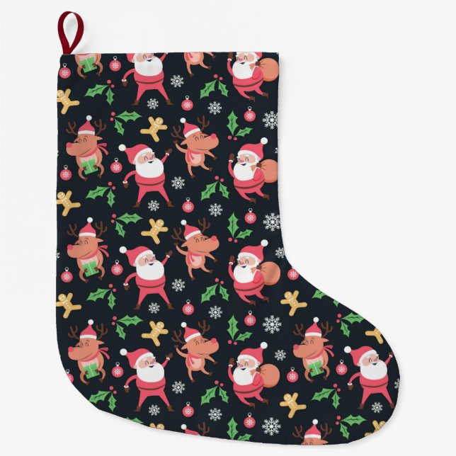 Grande Chaussette De Noël Motif de Noël mignon (Devant)