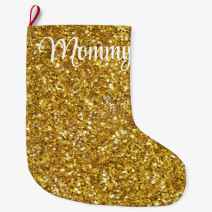 Grande Chaussette De Noël Motif de parties scintillant étincelante or
