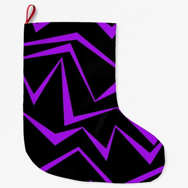 Grande Chaussette De Noël motif de zigzag géométrique Abstrait, audacieux et (Devant)