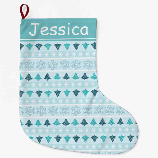 Grande Chaussette De Noël Motif d'hiver (Devant)