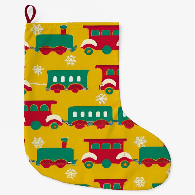 Grande Chaussette De Noël Motif du train de Noël (Devant)