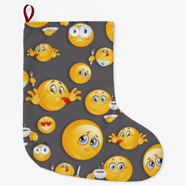 Grande Chaussette De Noël Motif Emoji 2 (Devant)