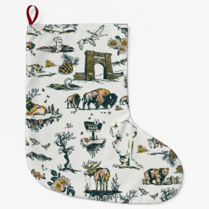 Grande Chaussette De Noël Motif faunique du parc national Yellowstone