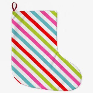Grande Chaussette De Noël Motif Festif – Rayures Rétro de Fêtes