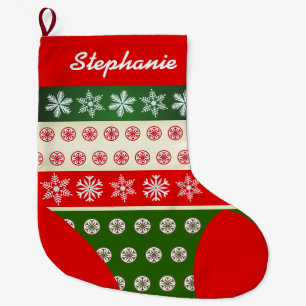 Grande Chaussette De Noël Motif mignon de flocons de neige