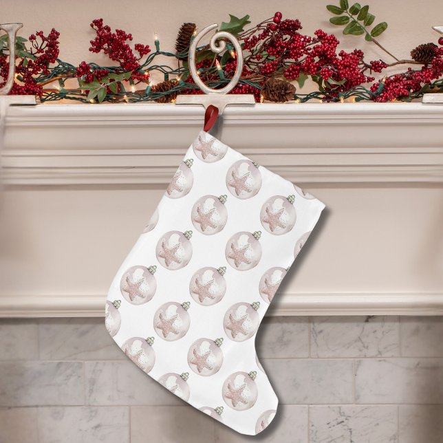 Grande Chaussette De Noël Motif ornemental rose pâle (Pale Pink Sea Star Ornament Pattern Large Christmas Stocking)