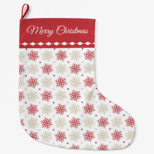 Grande Chaussette De Noël Motif Red Gold Snowflake
