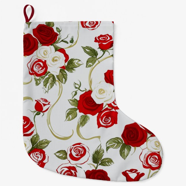 Grande Chaussette De Noël Motif rose (Devant)