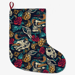 Grande Chaussette De Noël Motif Tattoo