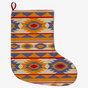 Grande Chaussette De Noël Motif tribal du Sud-Ouest
