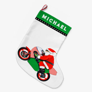 Grande Chaussette De Noël Moto Motocross cadeau de vacances