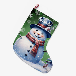 Grande Chaussette De Noël Motoneige de la forêt d'hiver   Green