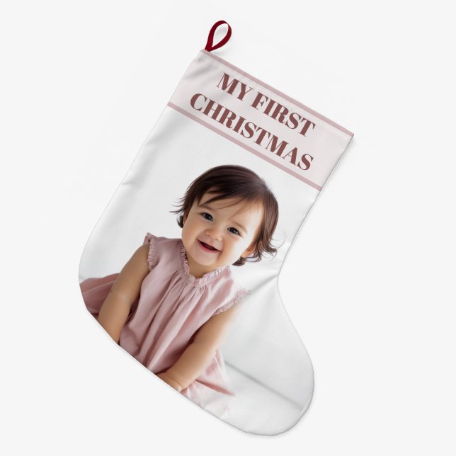 Grande Chaussette De Noël My First Christmas Baby Photo Stocking (Devant (Accrochage))