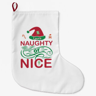 Grande Chaussette De Noël  Naughty or Nice Christmas Frogs with Santa Design