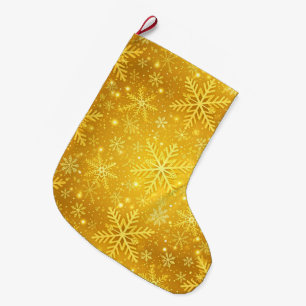 Grande Chaussette De Noël Neige dorée