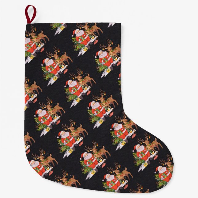 Grande Chaussette De Noël Noël avec Père Noël - Fêtes (Devant)