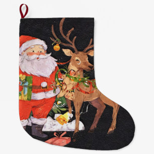 Grande Chaussette De Noël Noël avec Père Noël - Fêtes