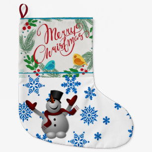 Grande Chaussette De Noël Noël, bonhomme de neige de Noël